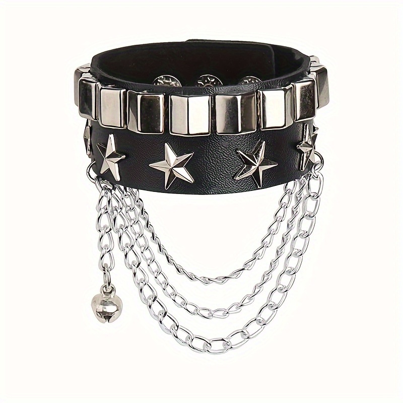 Punk Style PU Leather Chunky Bangle Bracelet Hand Jewelry